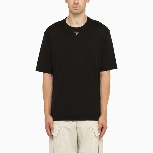 Black T-shirt With Logo Plaque - Prada - Modalova