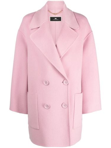 Oversize Double Breasted Coat - Elisabetta Franchi - Modalova