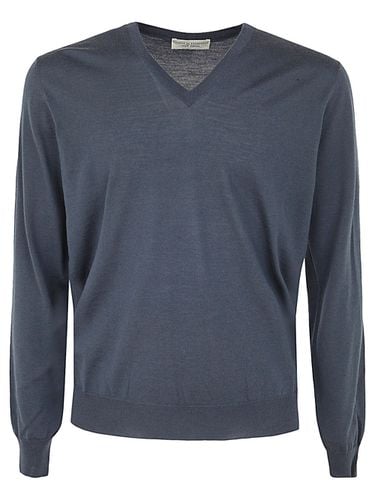 Royal Merino Long Sleeves V Neck Sweater - Filippo De Laurentiis - Modalova