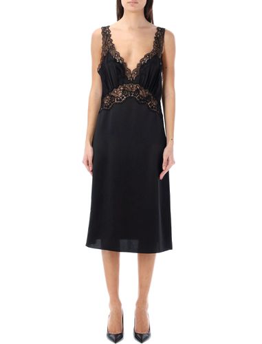 Slip V-neck Lace Dress - Saint Laurent - Modalova