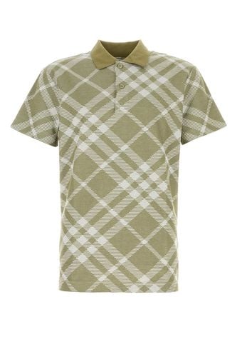 Printed Stretch Cotton Blend Polo Shirt - Burberry - Modalova