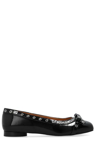 Ganni Eyelet Bow Ballerinas - Ganni - Modalova