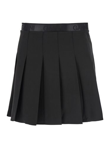 Light Twill Pleated Mini Skirt - Ganni - Modalova