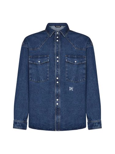 Palm Angels Blue Denim Overshirt - Palm Angels - Modalova