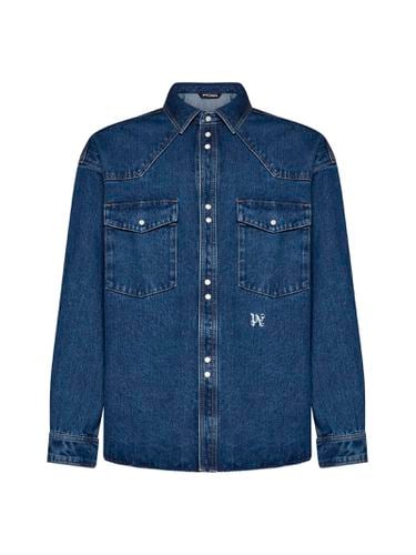 Palm Angels Blue Denim Overshirt - Palm Angels - Modalova