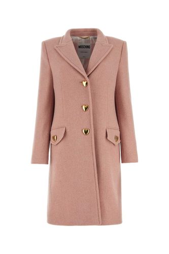 Powder Pink Wool Blend Coat - Moschino - Modalova