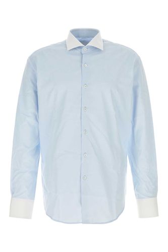 Pastel Light Blue Poplin Shirt - Prada - Modalova