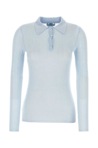 Pastel Light Blue Cashmere Blend Polo Shirt - Prada - Modalova