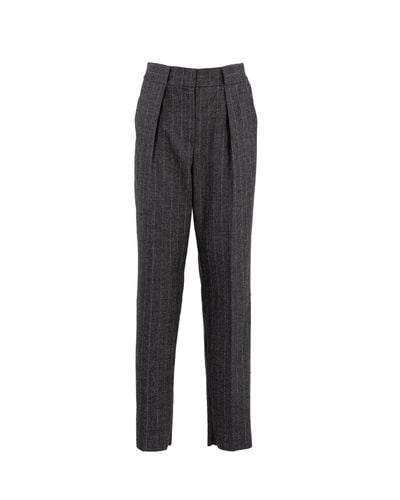 Pinstripe Melange Wool Blend Trousers - Giorgio Armani - Modalova