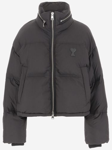 Nylon Down Jacket With Logo - Ami Alexandre Mattiussi - Modalova