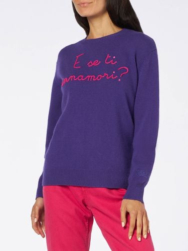 Woman Crewneck Purple Sweater With E Se Ti Innamori? Embroidery Niki Dj Special Edition - MC2 Saint Barth - Modalova