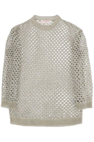 Open-knit Straight Hem Crewneck Jumper - Valentino - Modalova