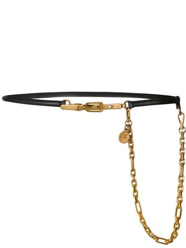 Chain-link Detail Thin Leather Belt - Etro - Modalova