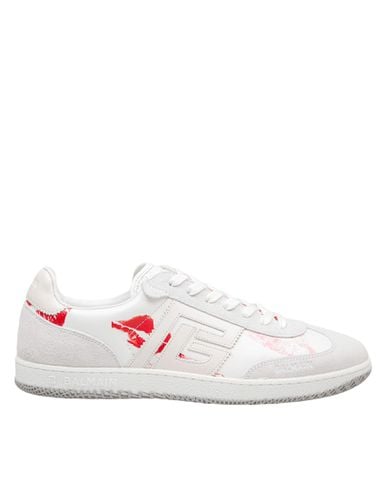 Swan Sneakers In Leather And Suede Color White And Red - Balmain - Modalova