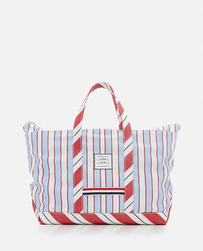 Medium Tool Tote In Washed Striped Canva - Thom Browne - Modalova