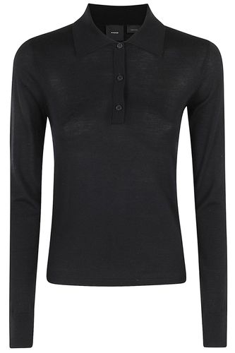 Liquoroso Long-sleeved Knitted Polo Shirt - Pinko - Modalova