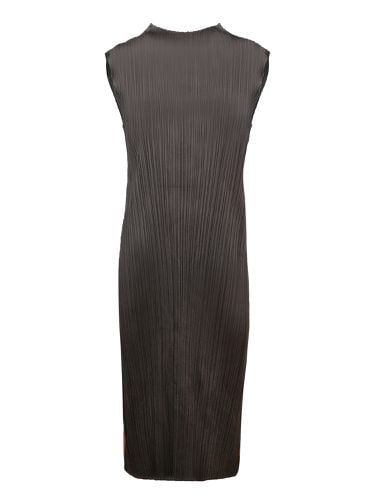 Pleated Long Charcoal Dress - Issey Miyake - Modalova