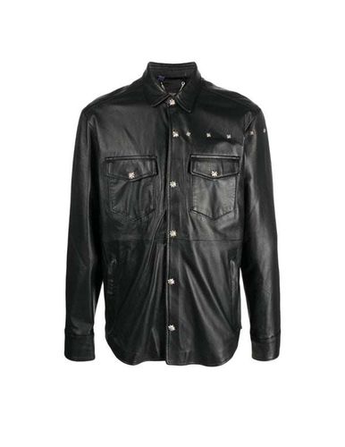 Leather Shirt With Clip Closure - John Richmond - Modalova