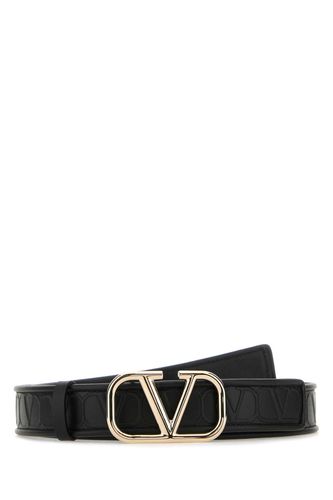 Black Leather Vlogo Signature Belt - Valentino Garavani - Modalova