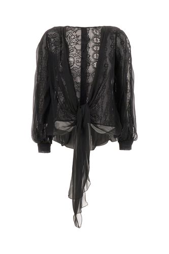 Black Lace And Silk Blouse - Alberta Ferretti - Modalova