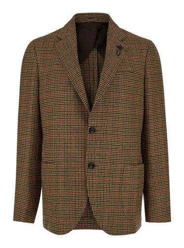 Dark Single-breasted Jacket With Check Motif In Wool And Cashmere Man - Lardini - Modalova