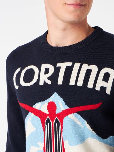 Man Crewneck Sweater With Cortina Postcard Jacquard Print - MC2 Saint Barth - Modalova