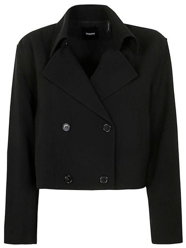 Admiral Crepe Double-breasted Crop Trench Coat - Theory - Modalova