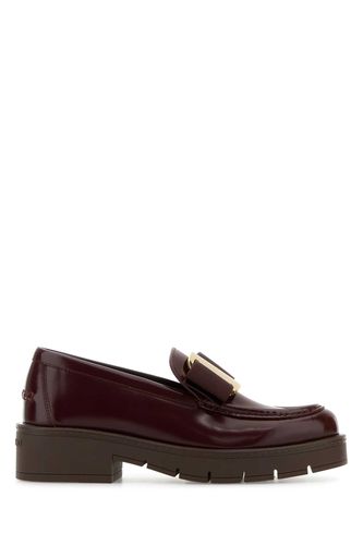 Burgundy Leather Mirty Loafers - Ferragamo - Modalova