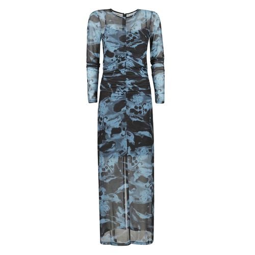 Printed Mesh O-neck Ruched Long Dress - Ganni - Modalova