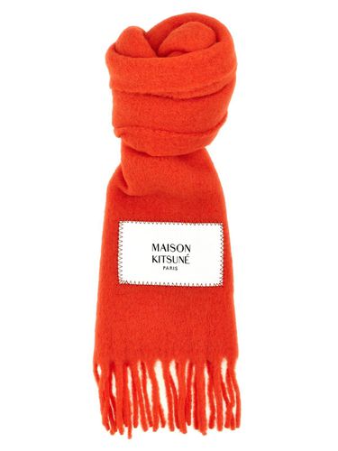 Logo-patch Knit Fringed Scarf - Maison Kitsuné - Modalova