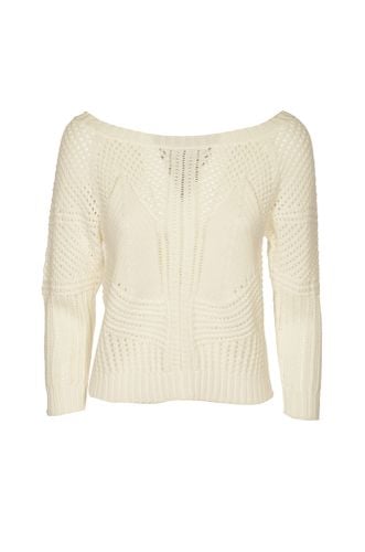 Wide Neck Perforated Ribbed Top - Alberta Ferretti - Modalova