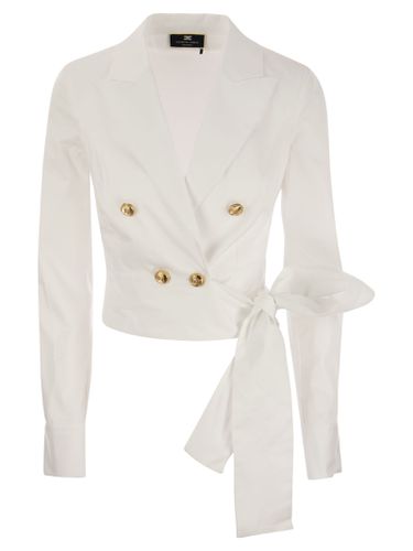 Cotton Shirt With Sash - Elisabetta Franchi - Modalova