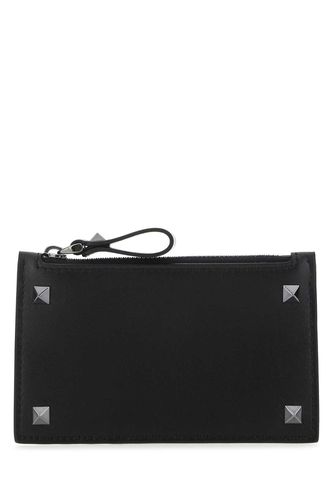 Black Leather Rockstud Card Holder - Valentino Garavani - Modalova