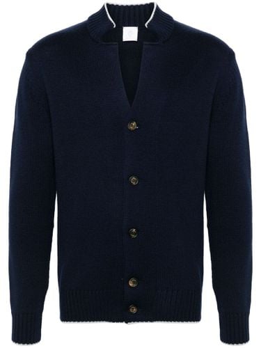 Eleventy Navy Blue Wool Cardigan - Eleventy - Modalova