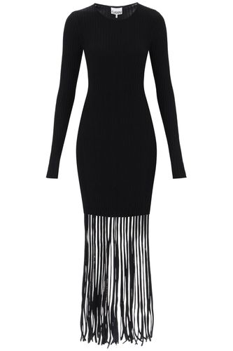 Ribbed-knit Dress With Fringes - Ganni - Modalova