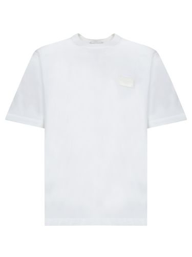 Tone-on-tone Plaque White T-shirt - Dolce & Gabbana - Modalova