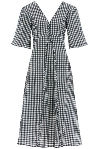 Ganni Midi Seersucker Check Dress - Ganni - Modalova