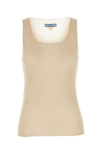 Prada Sand Cotton Tank Top - Prada - Modalova