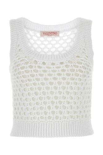 White Mesh Escape Crop-top - Valentino Garavani - Modalova