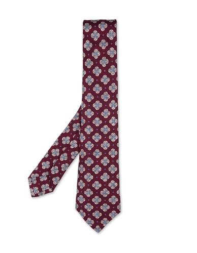 Burgundy Silk Tie With Multicolour Pattern - Kiton - Modalova