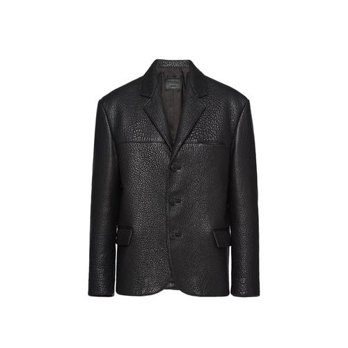 Single-breasted Leather Jacket - Prada - Modalova