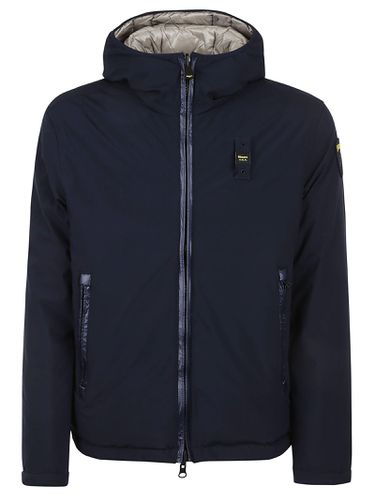 Pocket Zip Hooded Reversible Padded Jacket - Blauer - Modalova