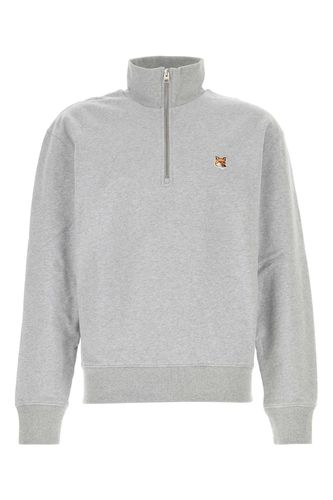 Melange Light Grey Cotton Sweatshirt - Maison Kitsuné - Modalova