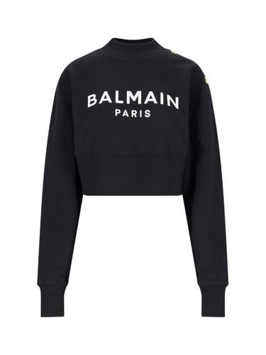 Cropped Crew Neck Sweatshirt - Balmain - Modalova