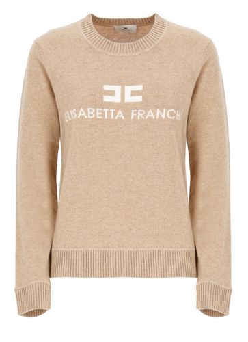 Logo Embroidered Crewneck Jumper - Elisabetta Franchi - Modalova