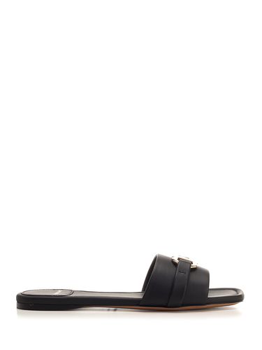 Ferragamo Black Leather Slippers - Ferragamo - Modalova