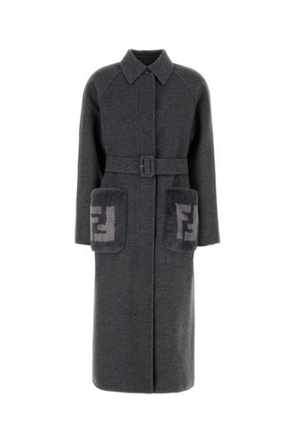 Fendi Grey Wool Blend Coat - Fendi - Modalova