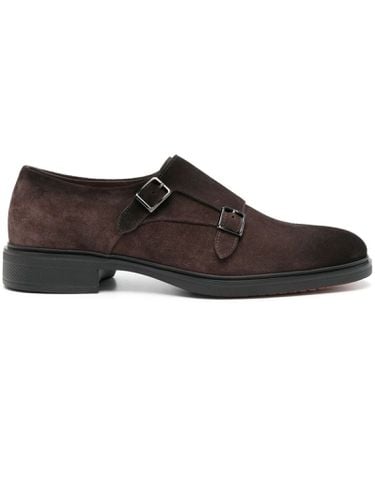 Santoni Brown Calf Suede Monk Shoes - Santoni - Modalova