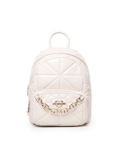 Quilted Rounded Geometric Backpack - Love Moschino - Modalova