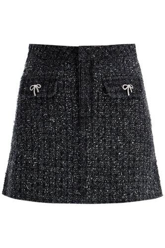 Textured Denim Mini Skirt - self-portrait - Modalova